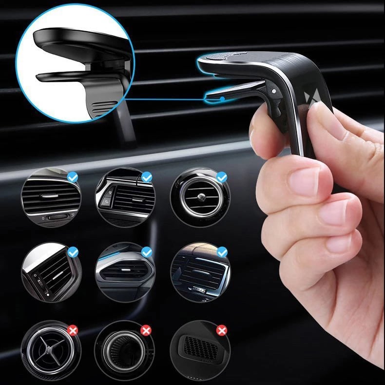 Mbajtës magnetik për celular Wozinsky WCH-02 për grilë ventilimi, i zi