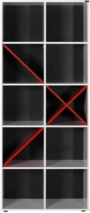 Raft librash Hanah Home, Ktp-910-Bk-1, i bardhë dhe i kuq, 75x188x30cm