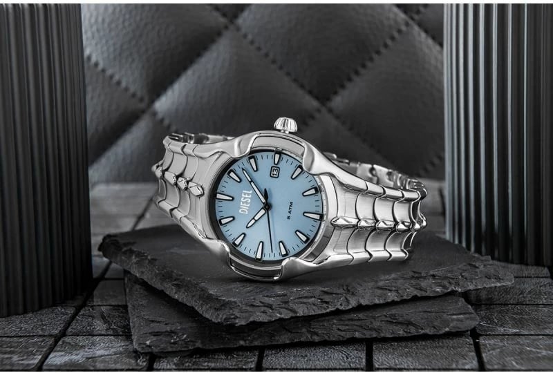 Orë dore për meshkuj DIESEL, argjendtë/blu