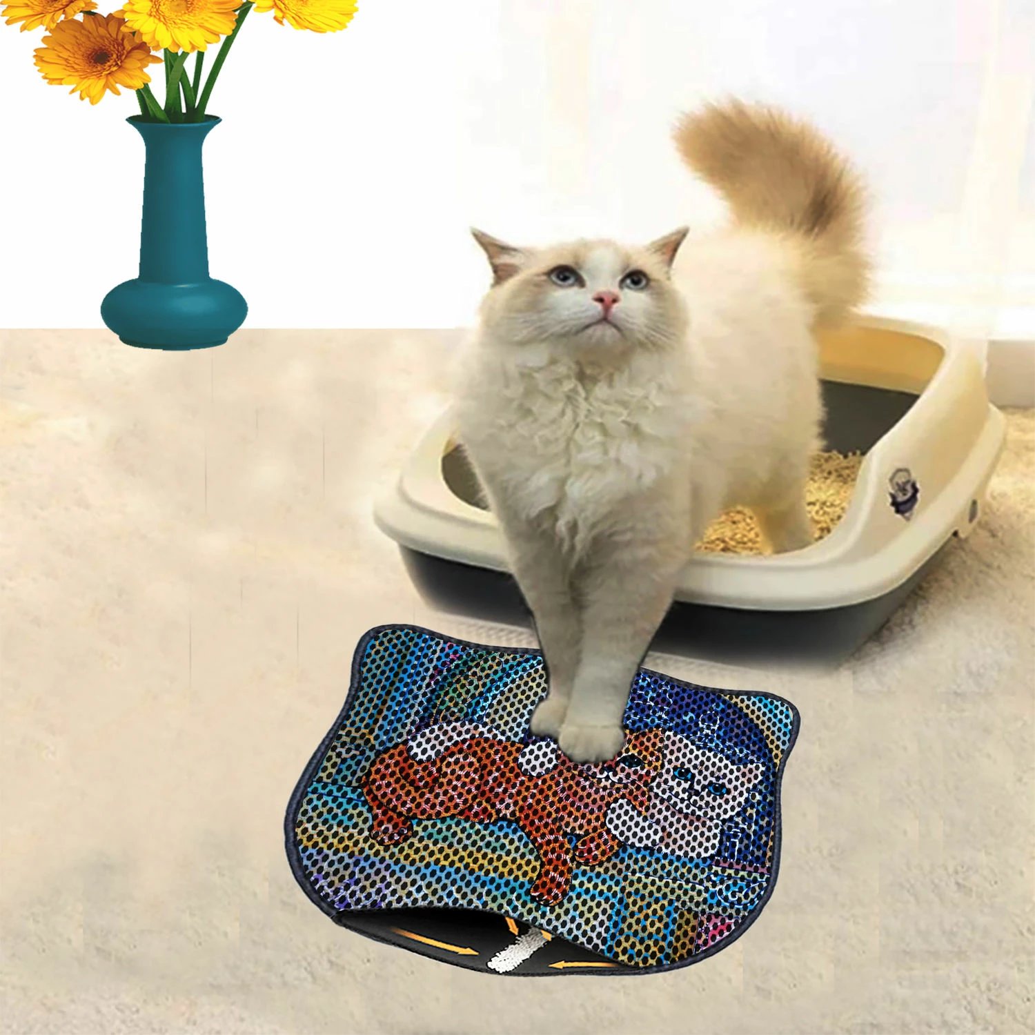 Tapet për rërë mace, shumëngjyrësh, Paws & Whiskers, Kdkafa0114, 40x50cm