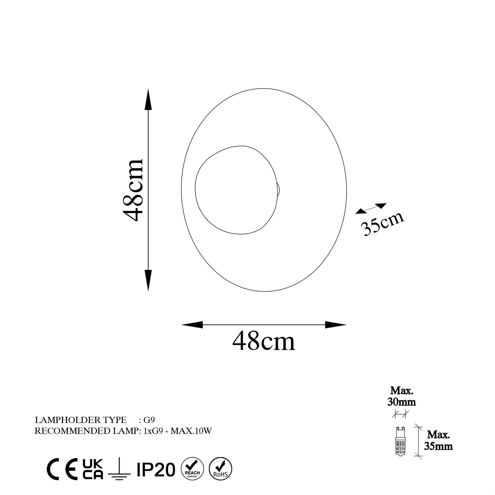 Llambë muri Opviq, ngjyrë bakri, Kurt - 13352