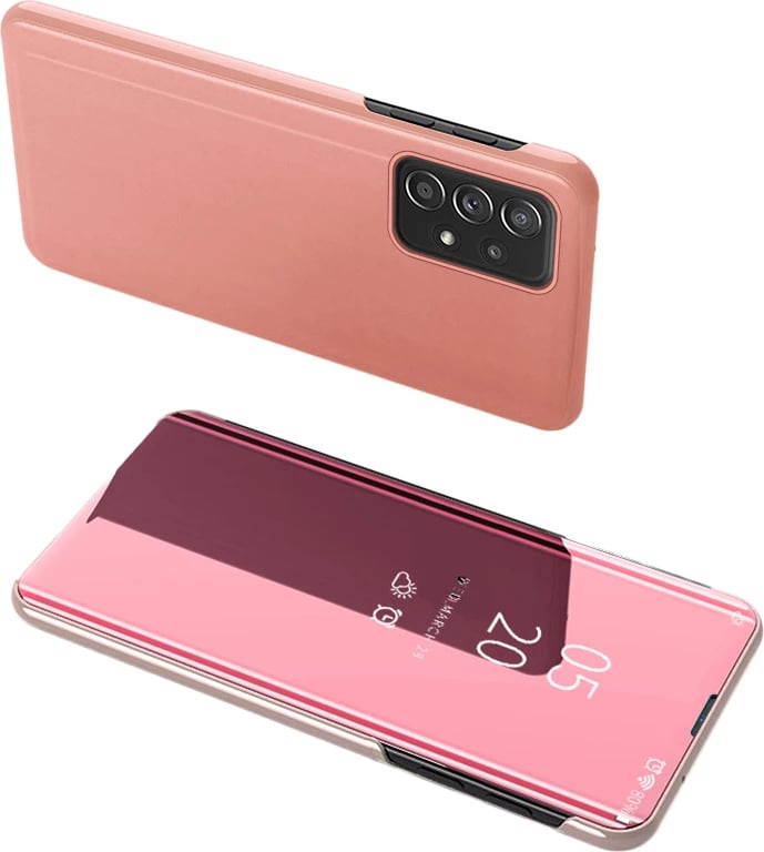 Mbështjellës Hurtel Clear View Case flip cover për Samsung Galaxy A73, rozë