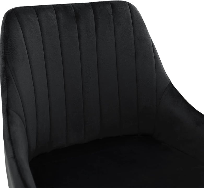 Karrige për bar Patrin, këmbë metalike të zeza, kadife e zezë