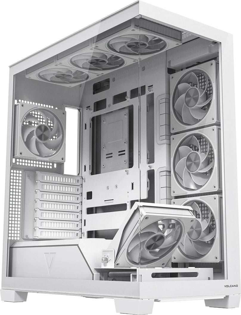 Kasë MODECOM Volcano Stellar Plus ARGB Midi 8F, ATX/mATX/ITX, 8 ventilatorë ARGB me kontrollues, USB-C, xham i kalitur, e bardhë