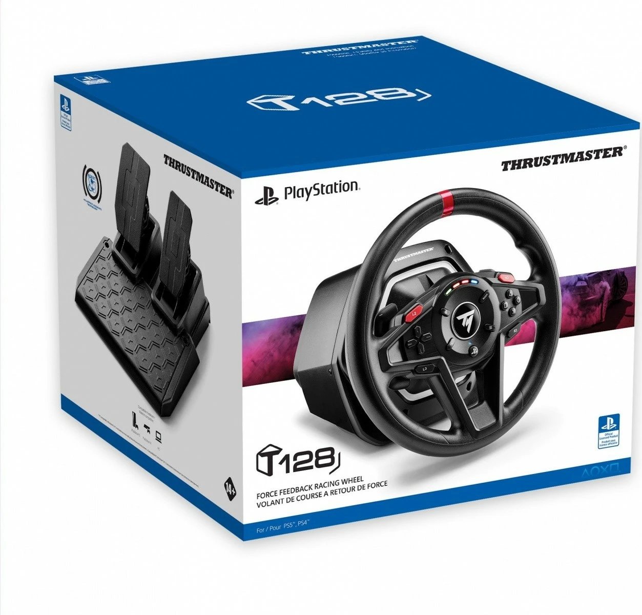 Timoni gaming Thrustmaster T128 me pedale, për PC/PS4/PS5, i zi