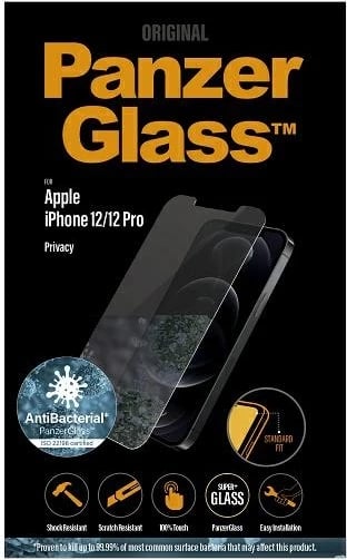 Xham mbrojtës PanzerGlass Standard Super+ për iPhone 12/12 Pro, antibakterial, privatësi