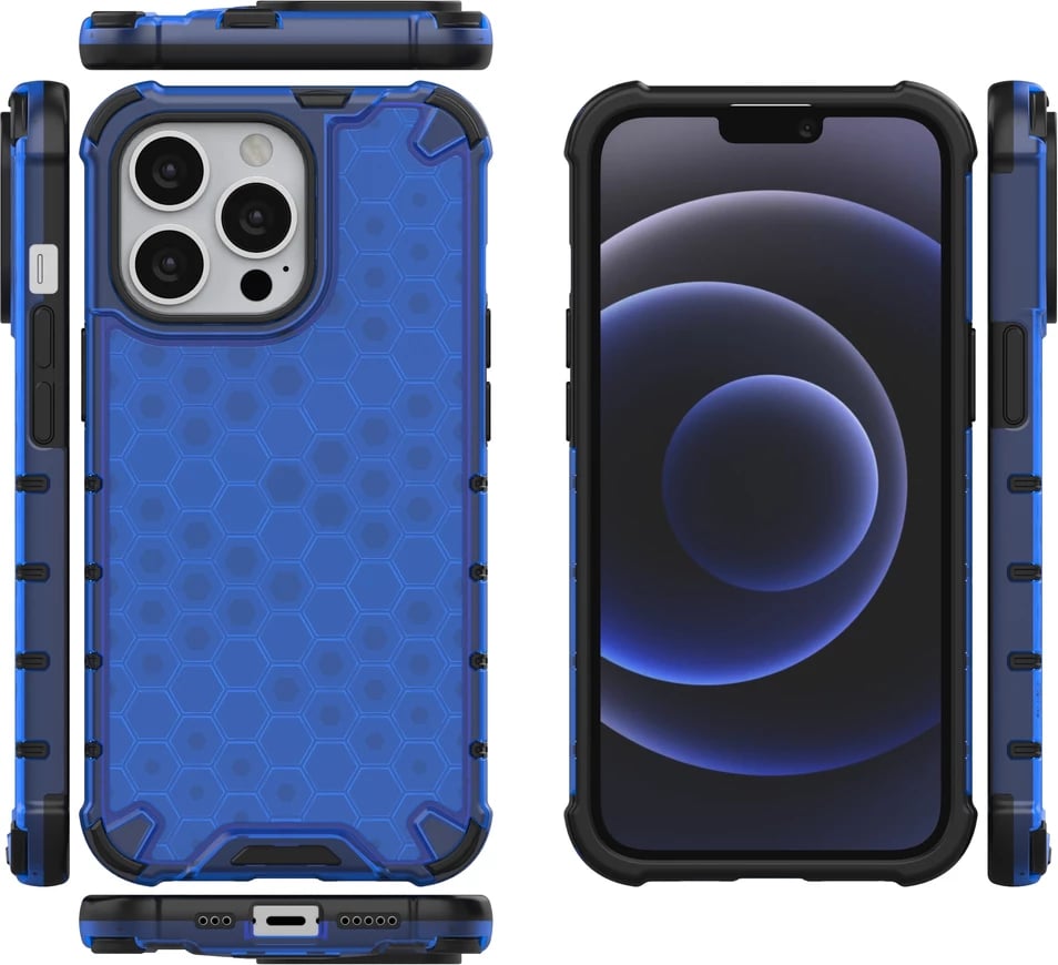 Mbështjellës Hurtel Honeycomb për iPhone 13 Pro, kaltër