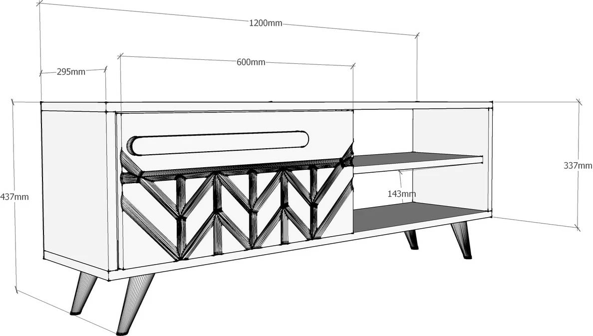 Komodë për TV Hanah Home, Venedik, ngjyrë e bardhë, 120x43.7x29.5cm