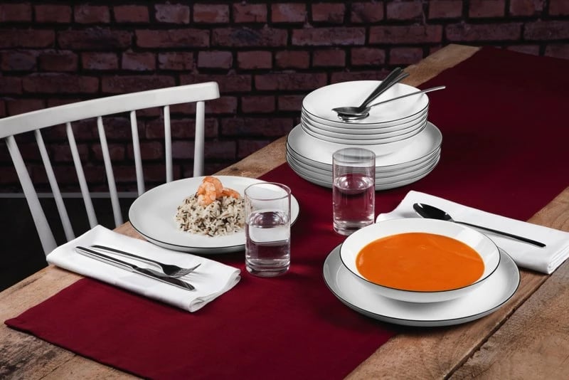 Set pjatash porcelani Seltmann Weiden Lido Round, 12 copë, Bardhë