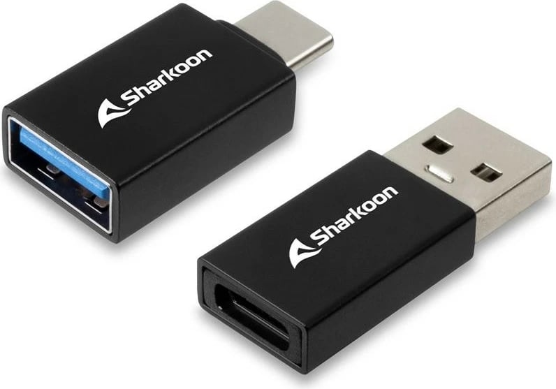 Adapter USB Sharkoon OfficePal, USB-A në USB-C / USB-C në USB-A, 2 copë, e zezë