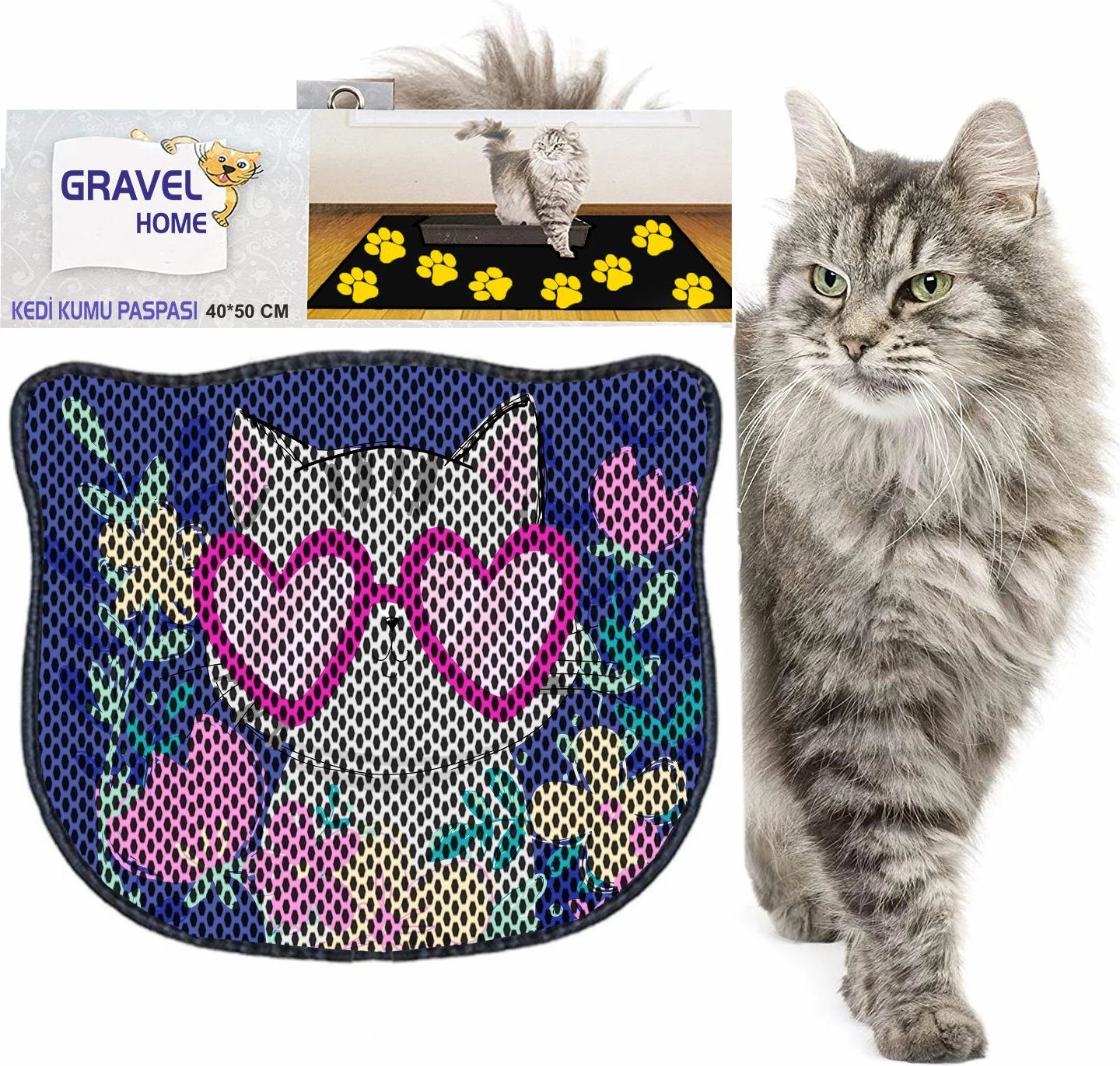 Tapet për rërë mace, shumëngjyrësh, Paws & Whiskers, Kdkafa0210, 40x50cm