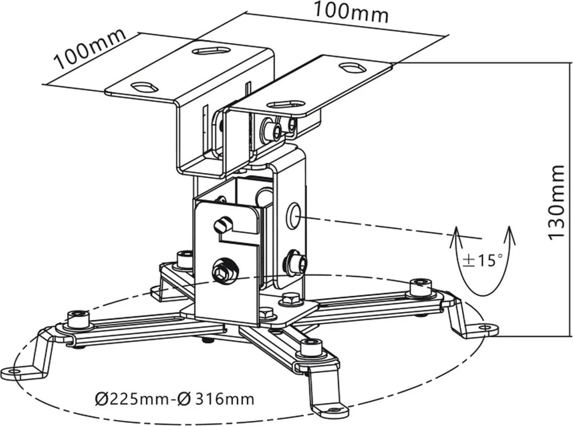 Mbajtëse tavani për projektor Maclean MC-582, 12cm, 20kg, Argjendtë