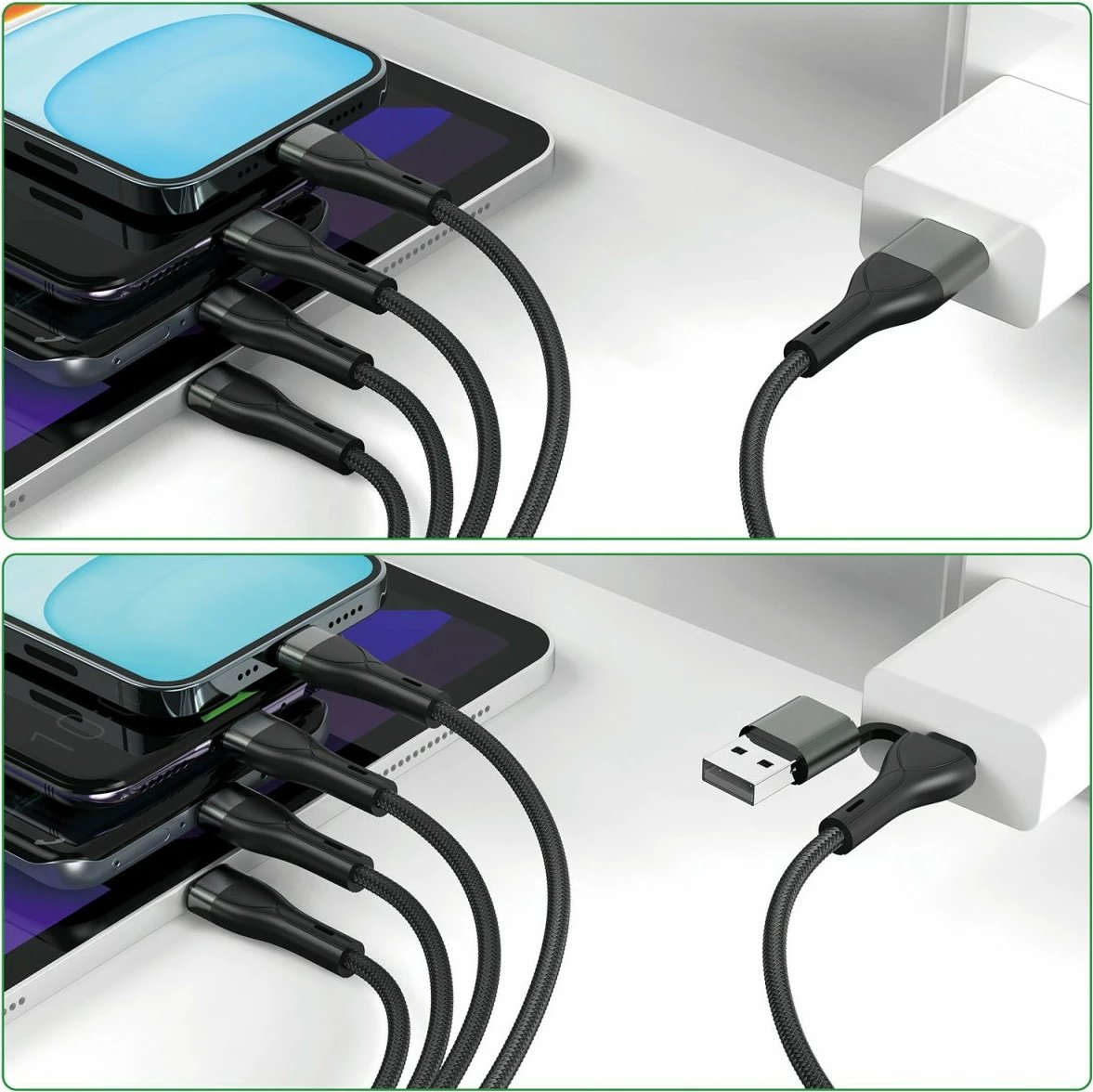 Kabllo karikimi 4smarts 541023, 1.2 m, USB A/USB C, USB C/Micro USB-A/Lightning, e zezë Kabllo karikimi 4smarts 541023, 1.2 m, USB A/USB C, USB C/Micro USB-A/Lightning, e zezë