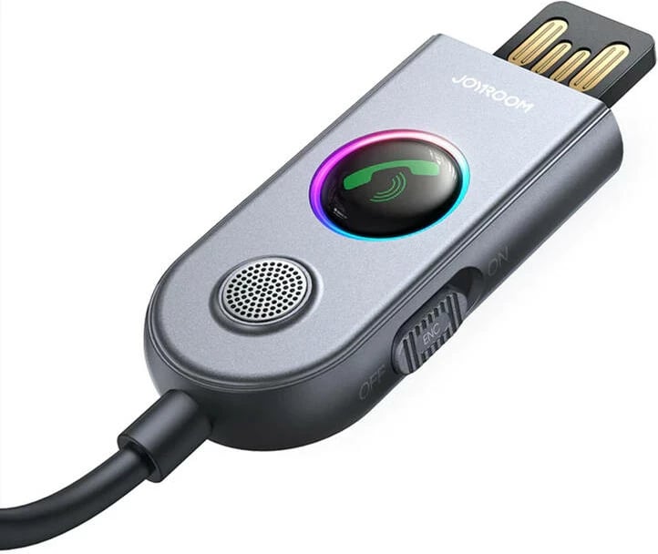 Receiver Joyroom JR-CB6 për makinë, Bluetooth 5.3, mikrofon me ENC, gri e errët