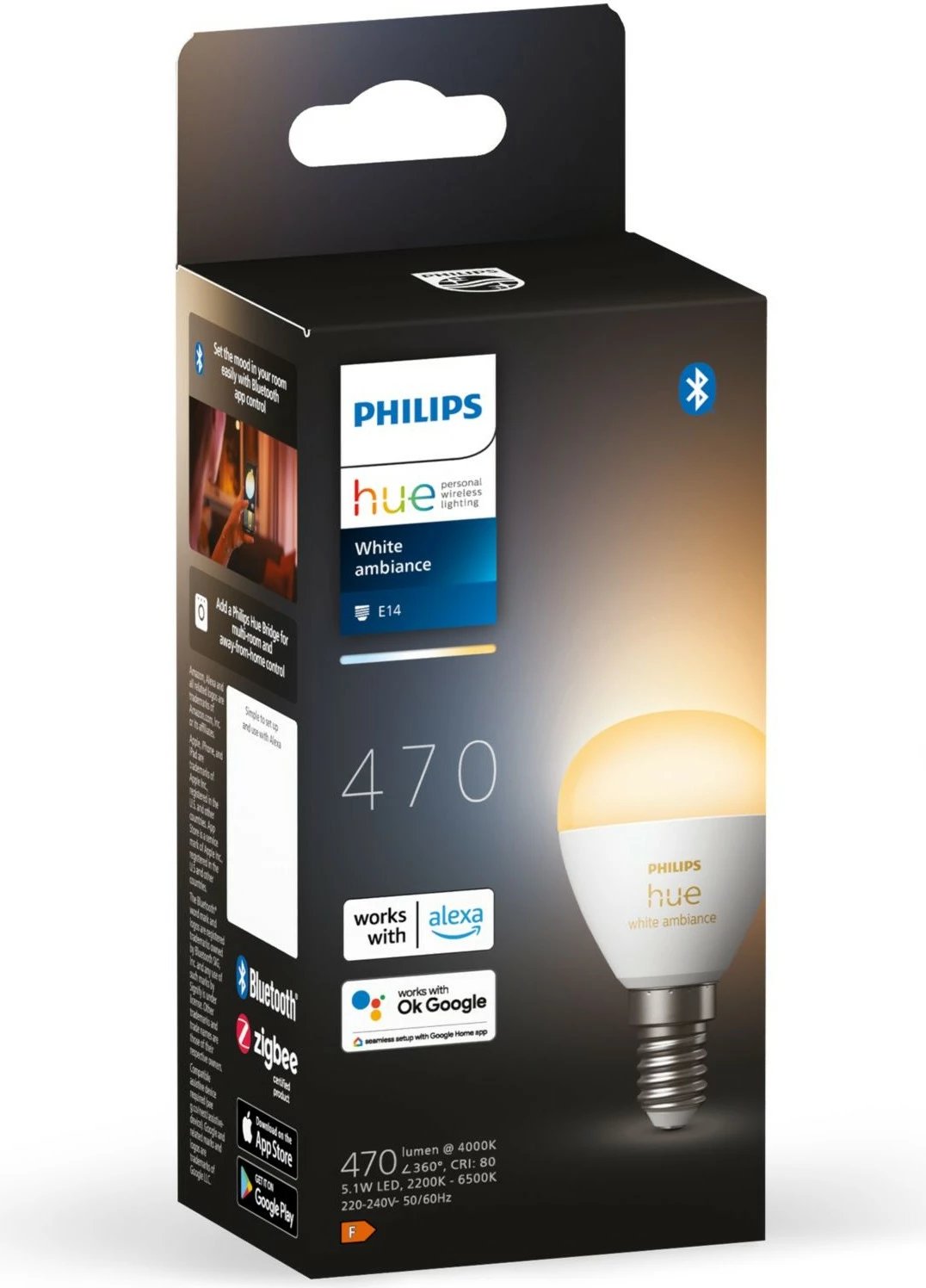 Llambë e mençur Philips Hue White ambience Lustre, Bluetooth, LED, E14, P45, Bardhë Llambë e mençur Philips Hue White ambience Lustre, Bluetooth, LED, E14, P45, Bardhë