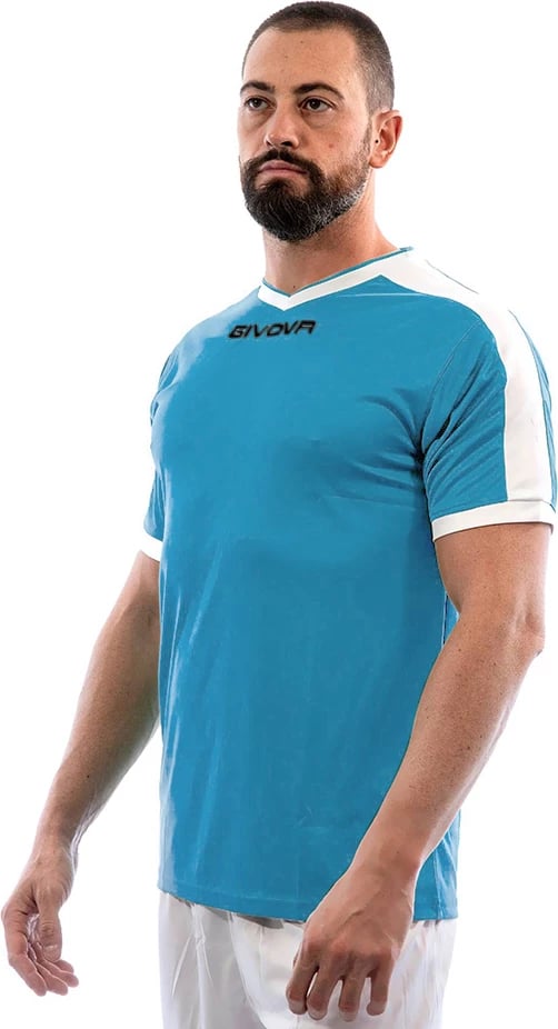 Maicë sportive unisex Givova, kaltër-bardhë