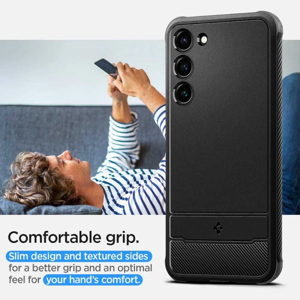 Mbështjellës Spigen Rugged Armor për Samsung Galaxy S23, Matte Black