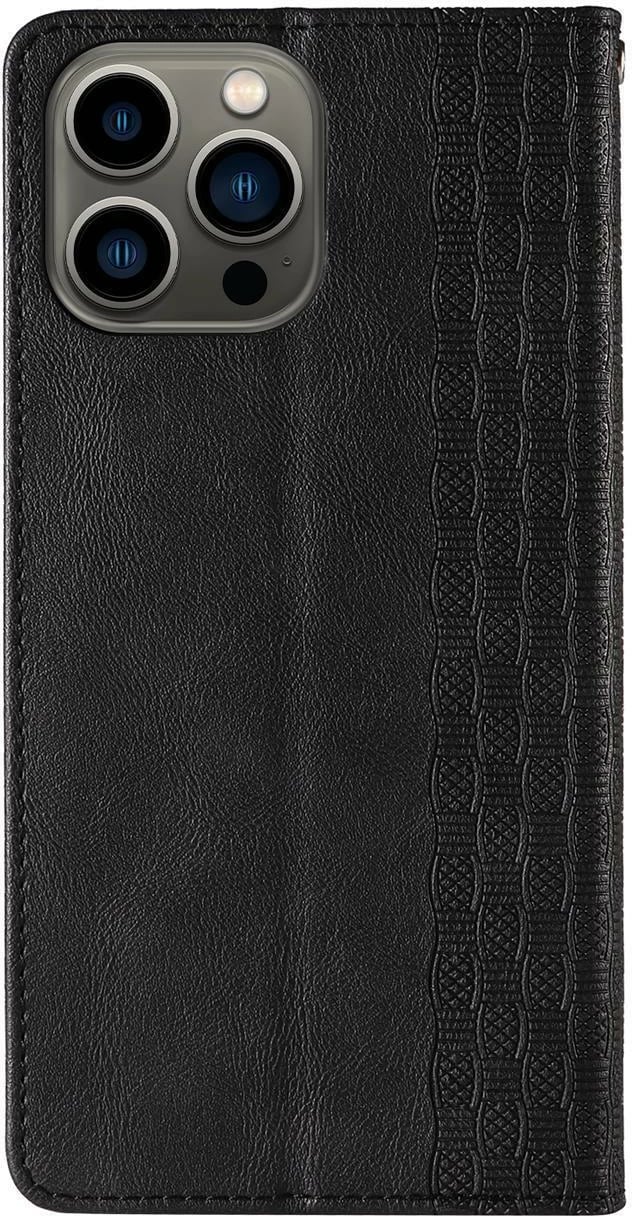Mbështjellës Hurtel Magnet Strap Case për iPhone 13 Pro Max, me portofol dhe litar dore, e zezë