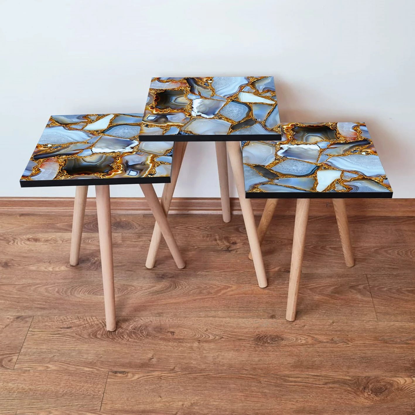 Set tavolinash të mbivendosura, shumëngjyrëshe, Skye Decor, 3Shp100 (3 copë)