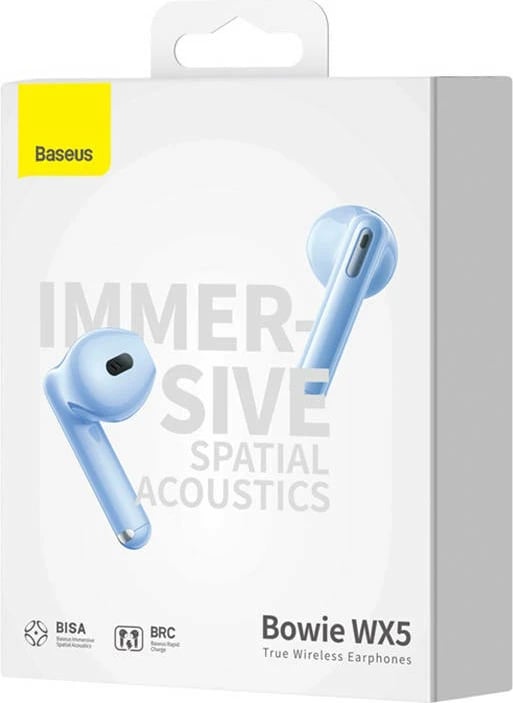 Kufje TWS, Baseus, Bowie WX5, Bluetooth 5.3, ANC, 6.5h/30h, USB-C, blu
