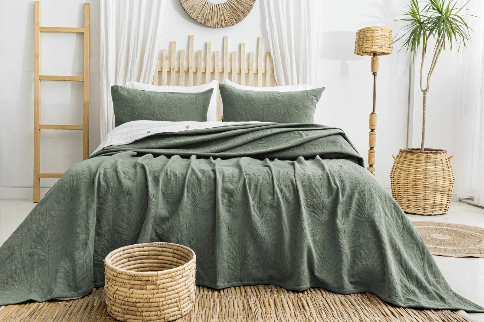 Set mbulesë dysheku dopio Silvia, ngjyrë e gjelbër