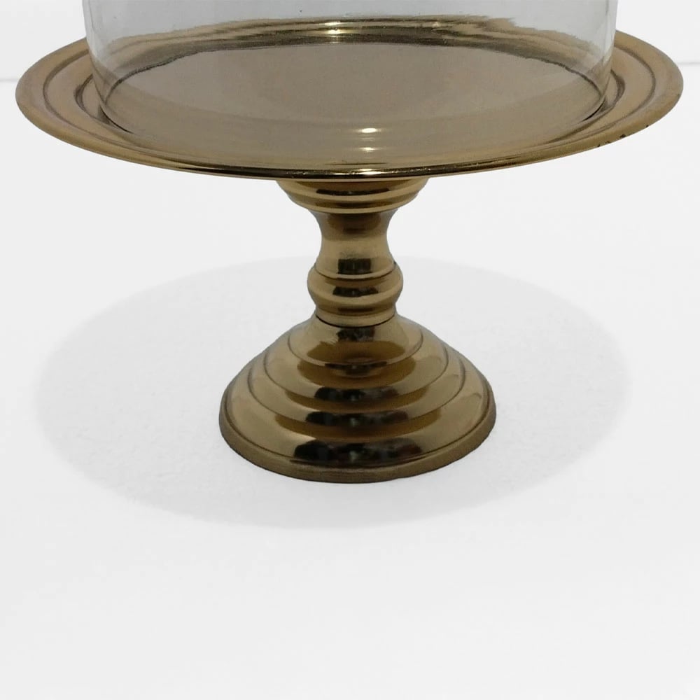 Kupë servirëse me kapak, alumin dhe xham, argjend, 23x23x28cm