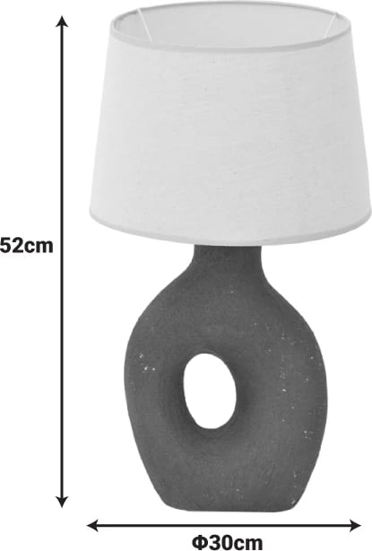 Llambë tavoline qeramike, ngjyrë gri antike-bezhë, E27, Ovola Inart, 30x52cm