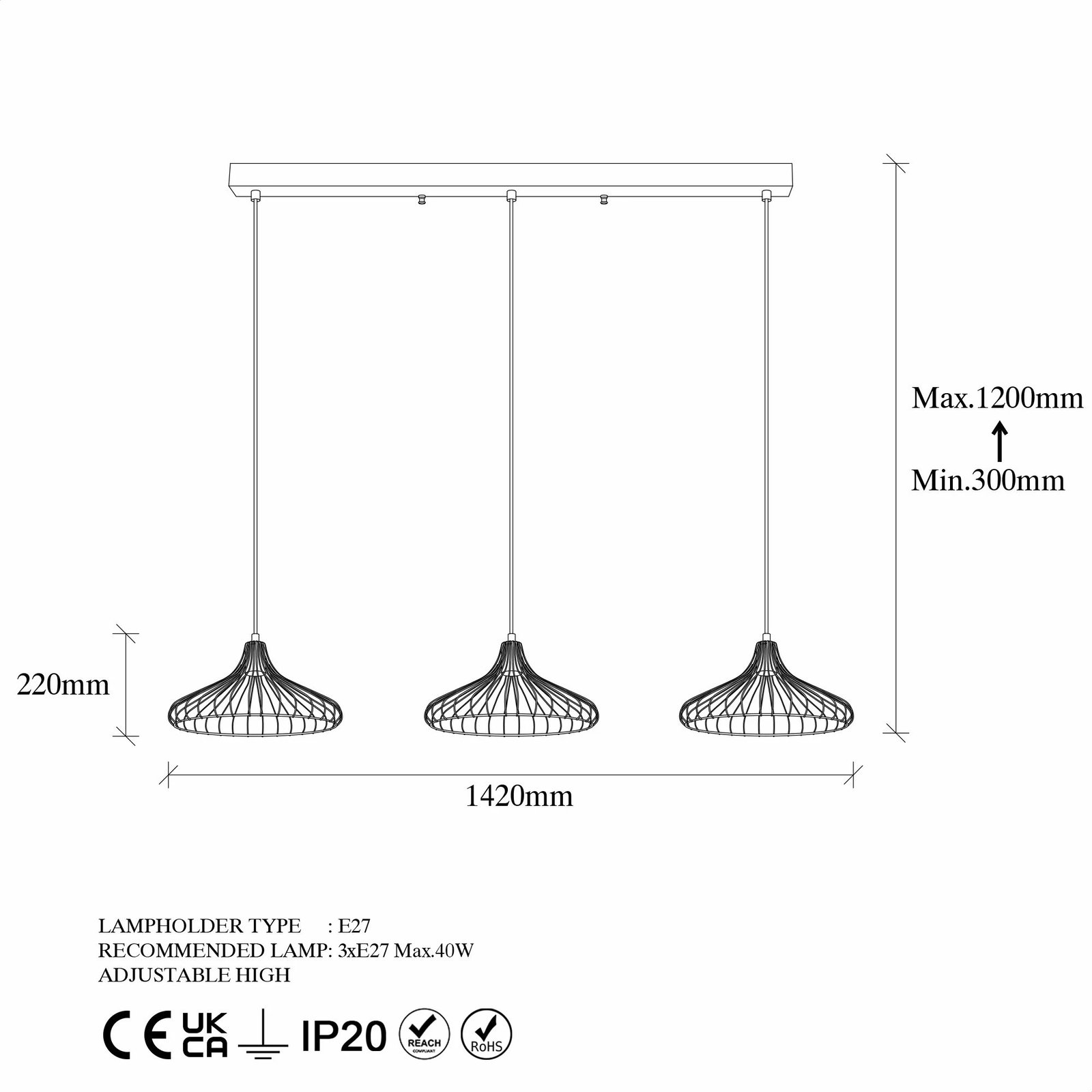 Llambë tavani industriale, ngjyrë e zezë, Depay - 11260