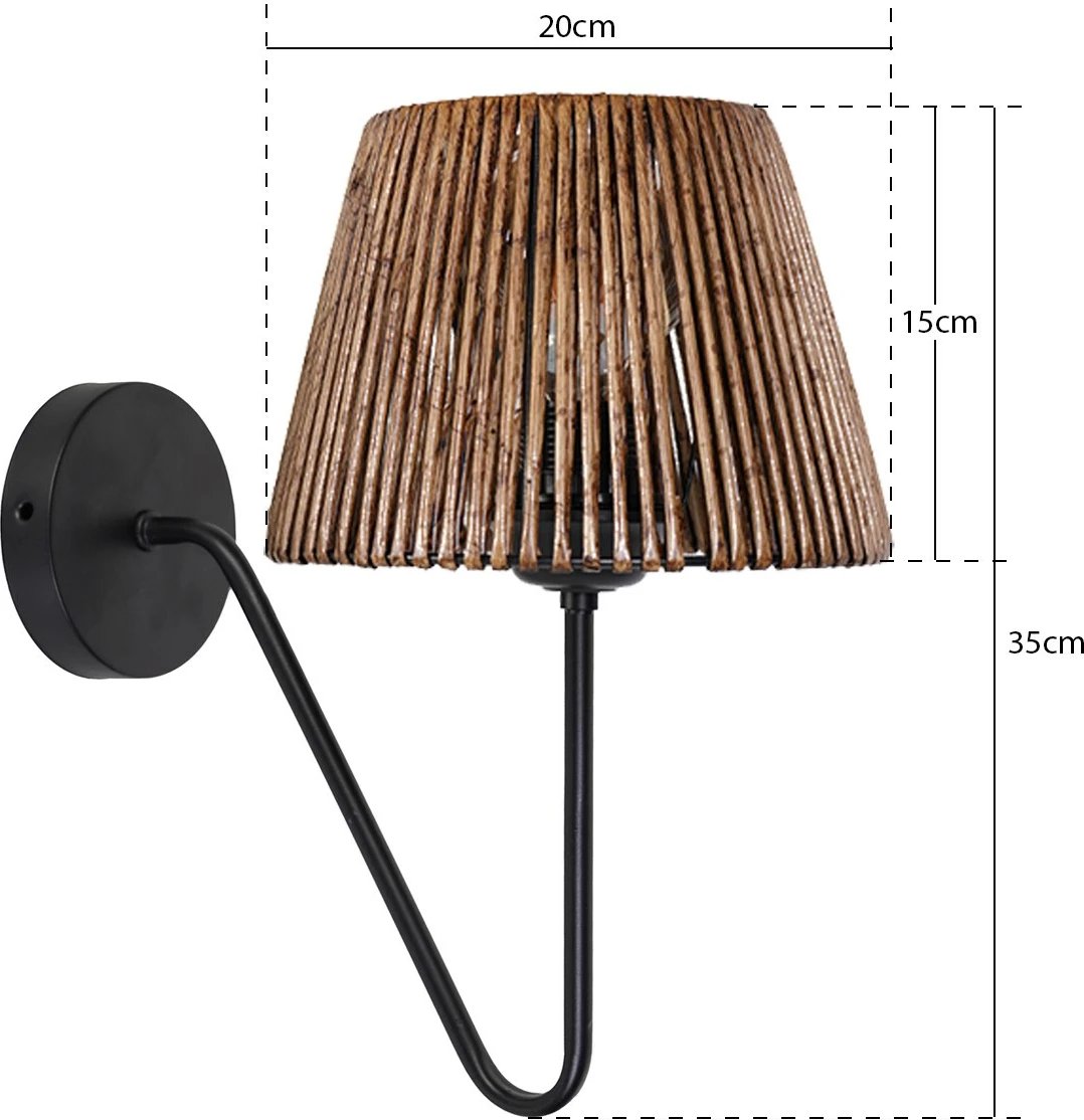 Llambë muri Opviq, YL076, trup metalik, kapak druri, ngjyrë kafe Llambë muri Opviq, YL076, trup metalik, kapak druri, ngjyrë kafe