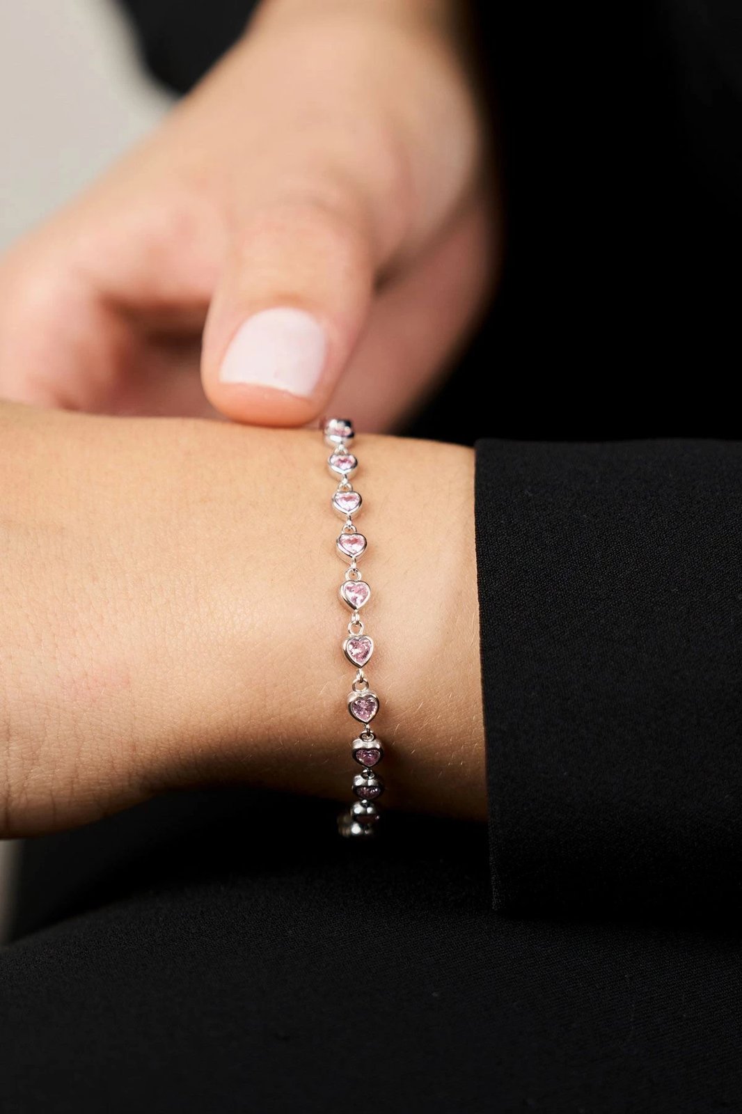 Byzylyk argjendi Elika Silver, ngjyrë rozë, ELKYS60422Pembe