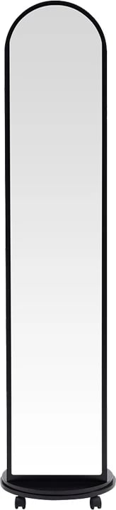 Pasqyrë dyshemeje rrotulluese me rafte, ngjyrë e zezë, MDF, Espero, 34x170cm