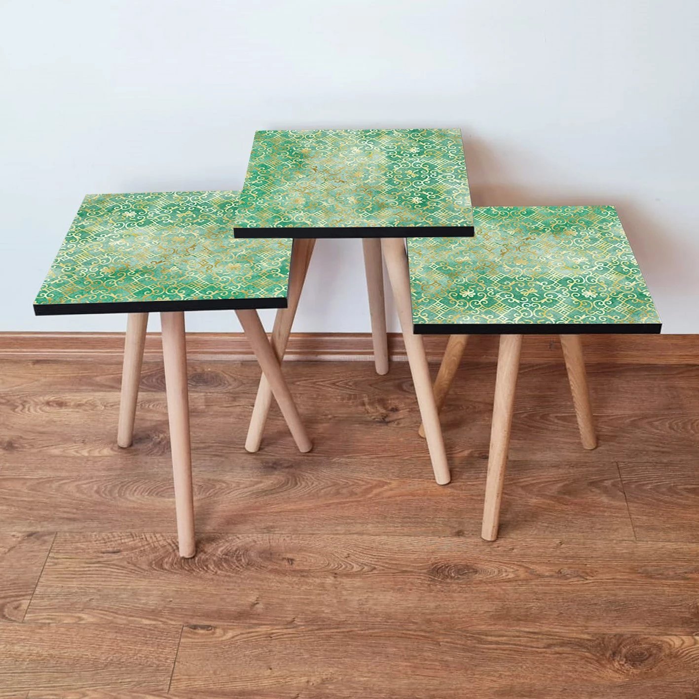 Set tavolinash të mbivendosura, 3 copë, Skye Decor, jeshile, 3Shp245