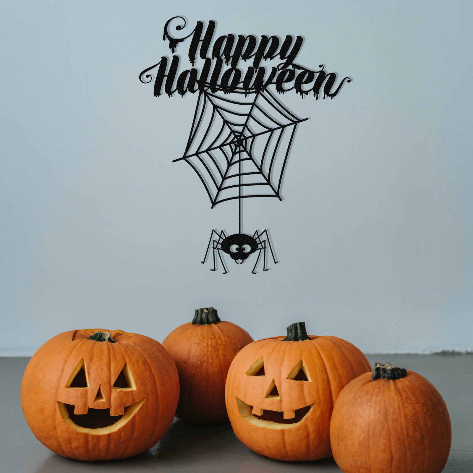 Aksesor dekorativ metalik për mur, Wallity, Halloween 3, ngjyrë e zezë, 60x73cm