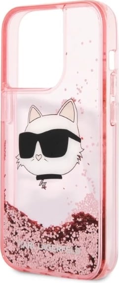 Mbështjellës Karl Lagerfeld KLHCP14LLNCHCP për iPhone 14 Pro 6.1", Glitter Choupette, Rozë