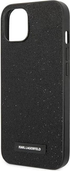Mbështjellës Karl Lagerfeld KLHCP14MG2ELK për iPhone 14 Plus 6.7", Glitter Plaque Logo, i zi