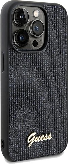 Mbështjellës Guess Disco Metal Script për iPhone 13 Pro / 13, i zi Mbështjellës Guess Disco Metal Script për iPhone 13 Pro / 13, i zi