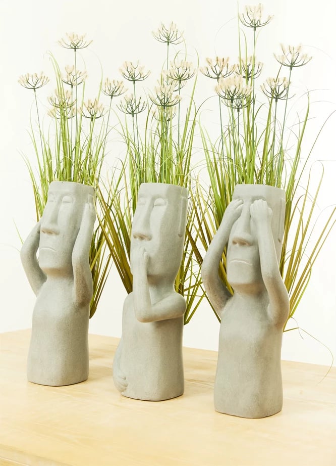 Figurë dekorative Peru Man See, gur sintetik gri, 19x18x51cm