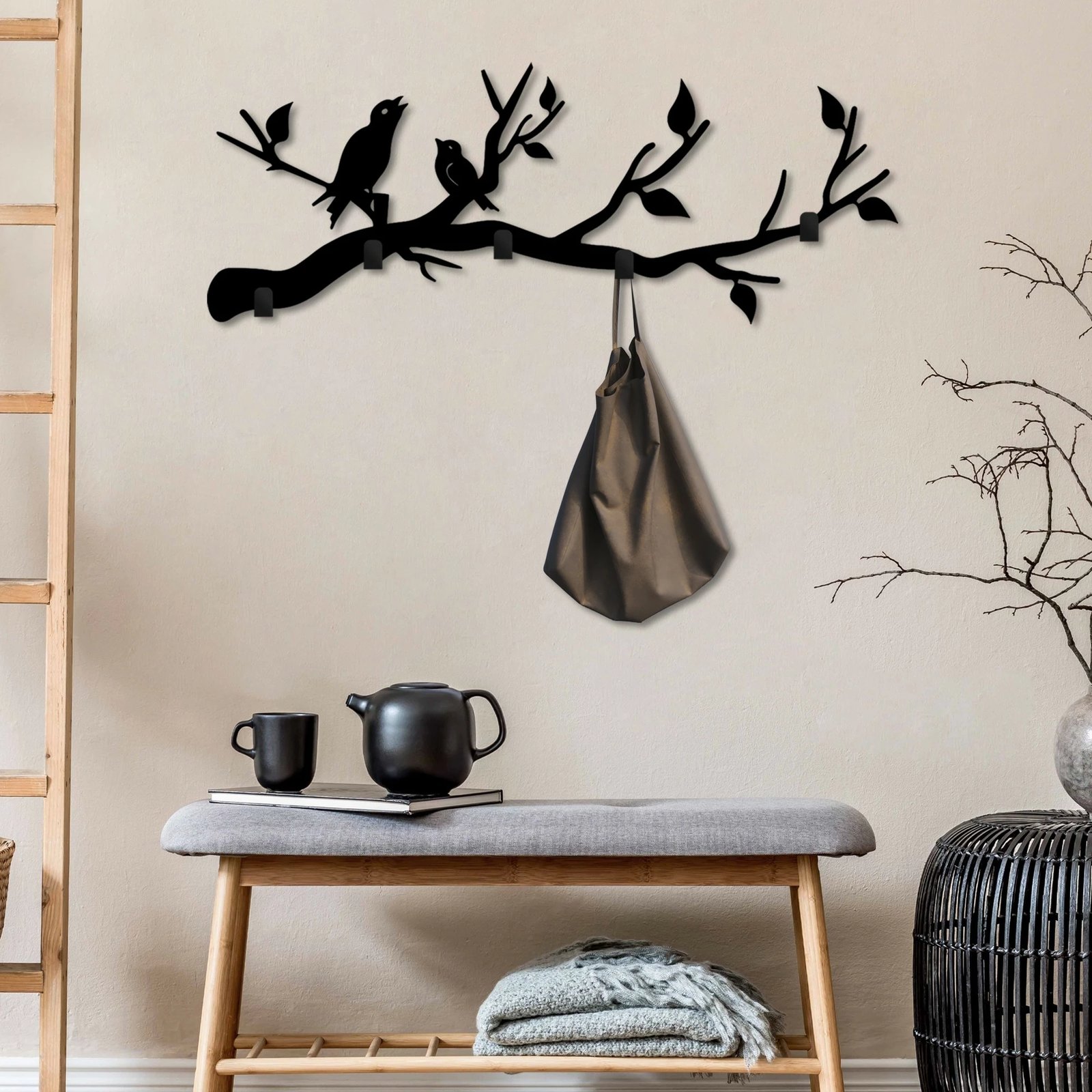 Varëse muri metalike Wallity, zogj të arratisur, ngjyrë e zezë