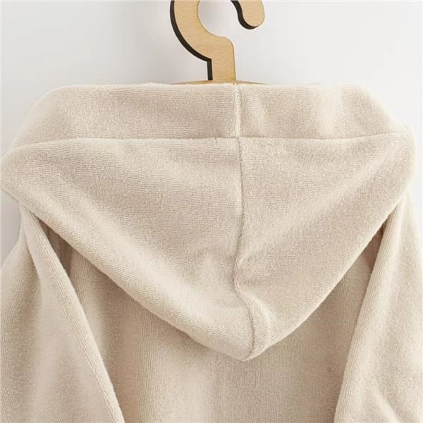 Rrobë banjo bebe, New Baby Comfortably, terry 100% pambuk, me kapuç, madhësia 116/122, bezhë