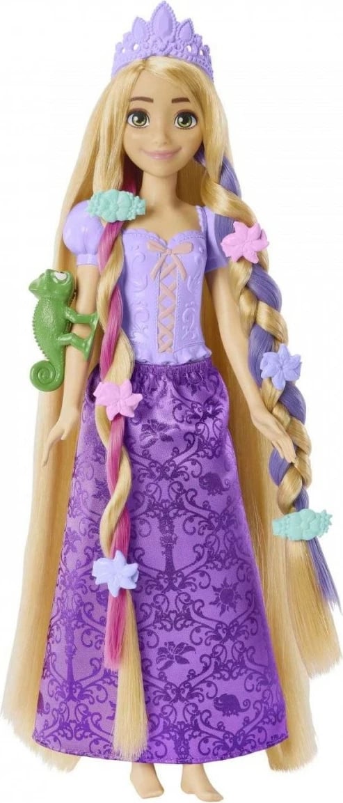 Kukull Disney Princess Rapunzel Mattel HLW18 me flokë shumë të gjatë, me aksesorë, vjollcë, set
