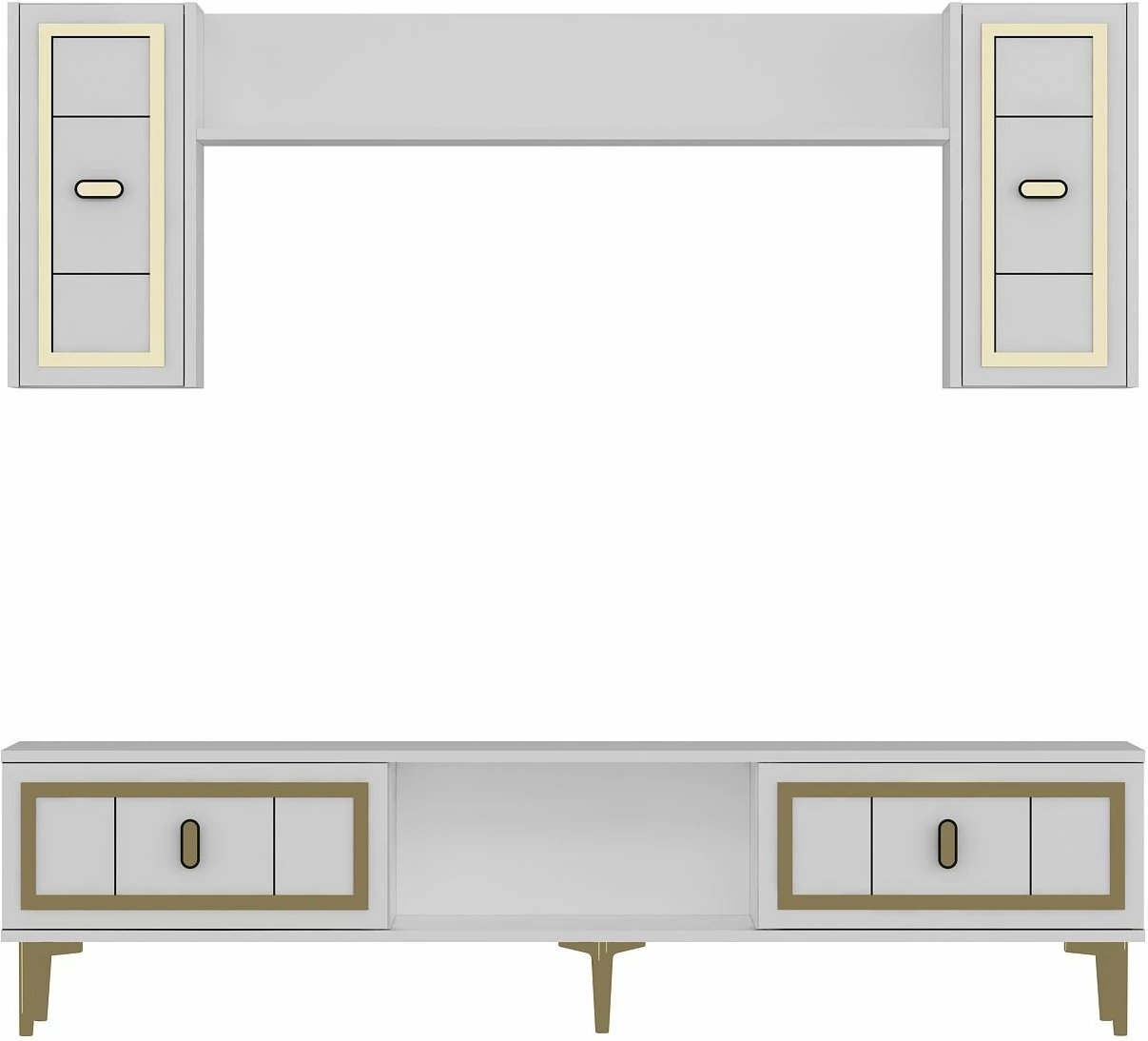 Njësi TV Skye Decor, e bardhë, ari