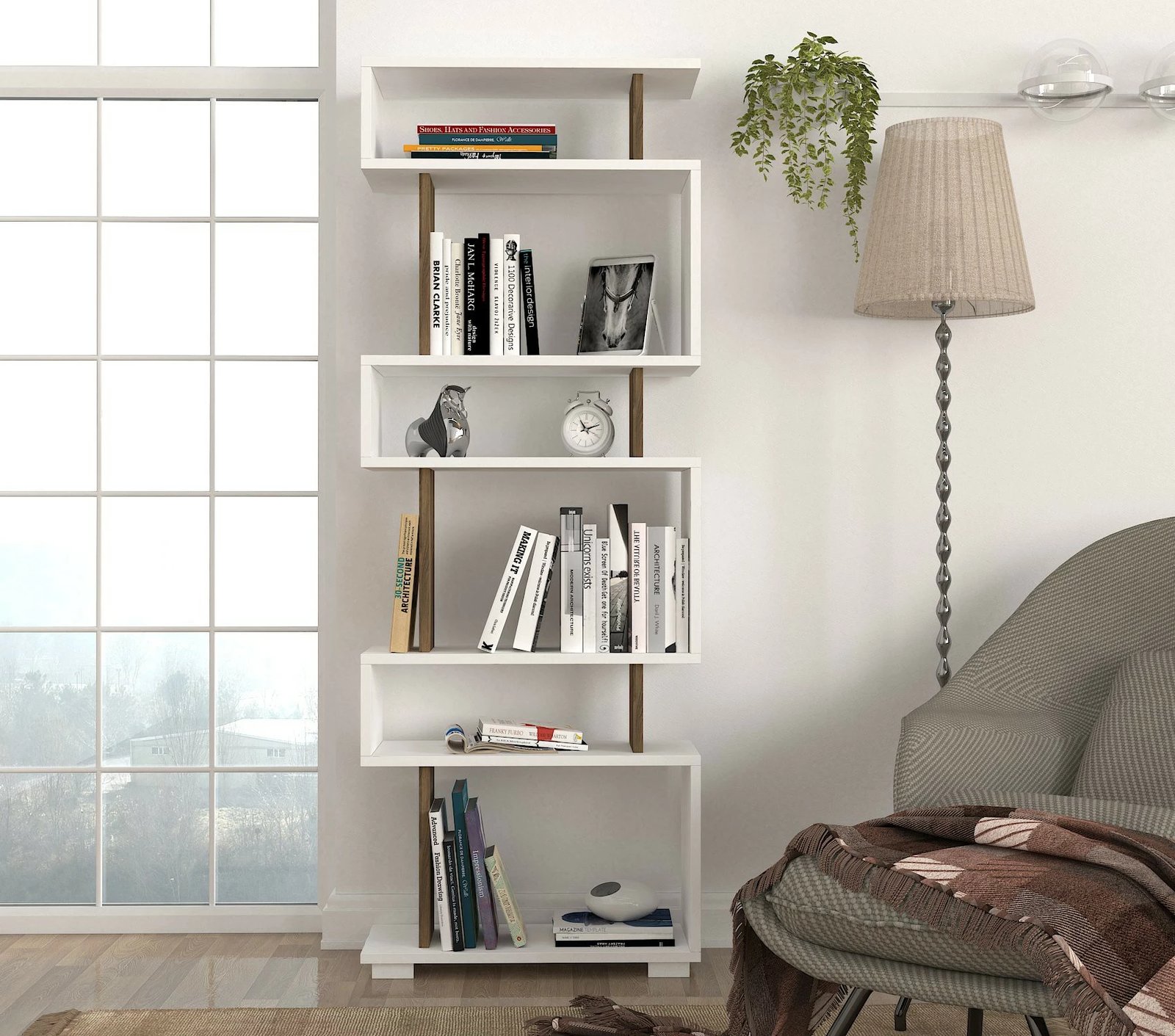 Raft librash Hanah Home, Blok, bardhë-dru arre