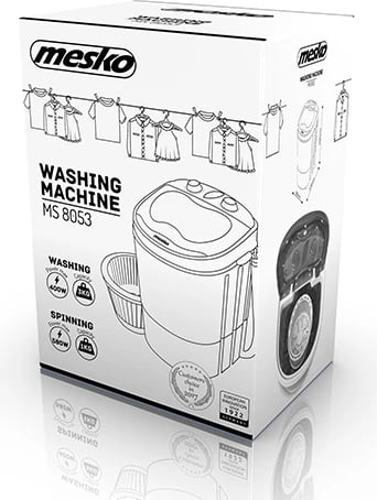 Makineri larëse portative me shtrydhje, Adler MS 8053, 3 kg larje, 1 kg shtrydhje, program 15 min, 360x370x530 mm, e bardhë