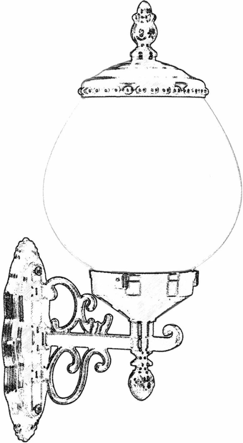 Llambë muri për jashtë Opviq, BAP-68194-BSY-OP, e zezë dhe e bardhë