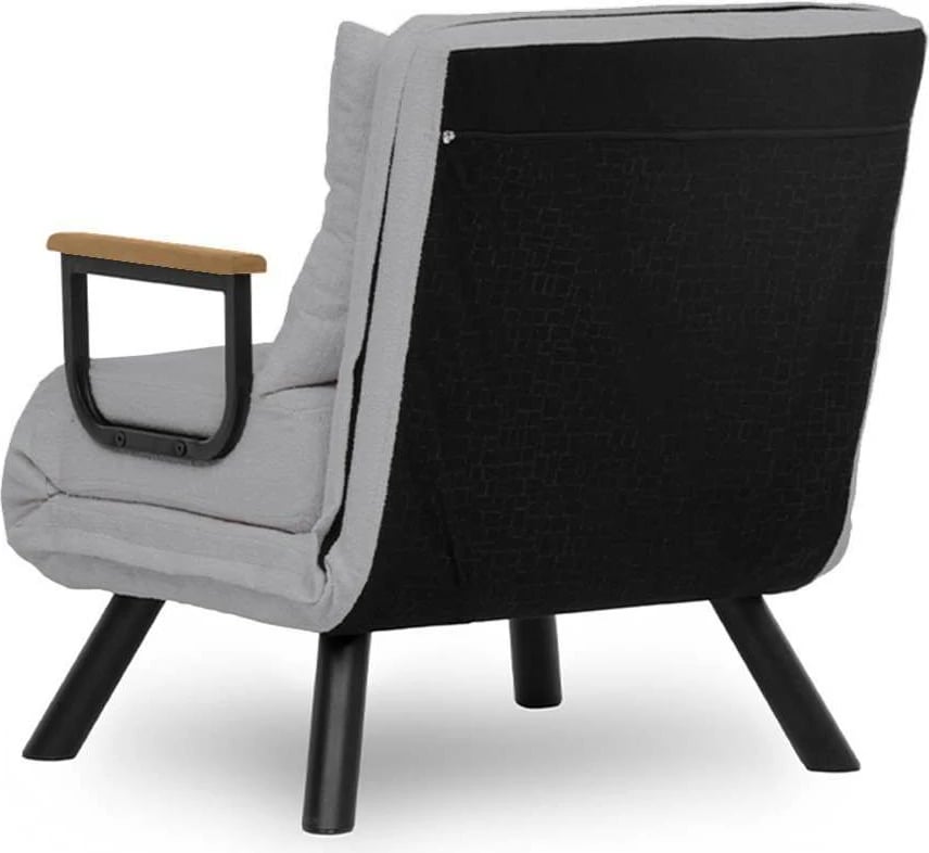 Krevat-karrige një vendës, Atelier del Sofa, Sando Single, material teddy, ngjyrë gri