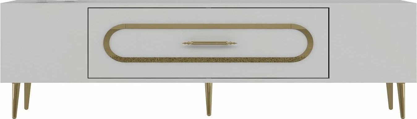 Komodë TV Skye Decor, e bardhë, e artë, Dekop3