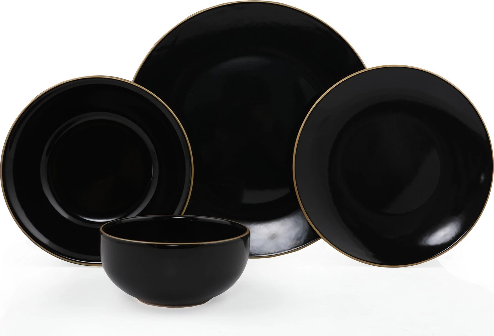 Set enësh darke qeramike, 24 copë, Hermia, TY040424F650A841600MAET600, ngjyrë e zezë dhe ari