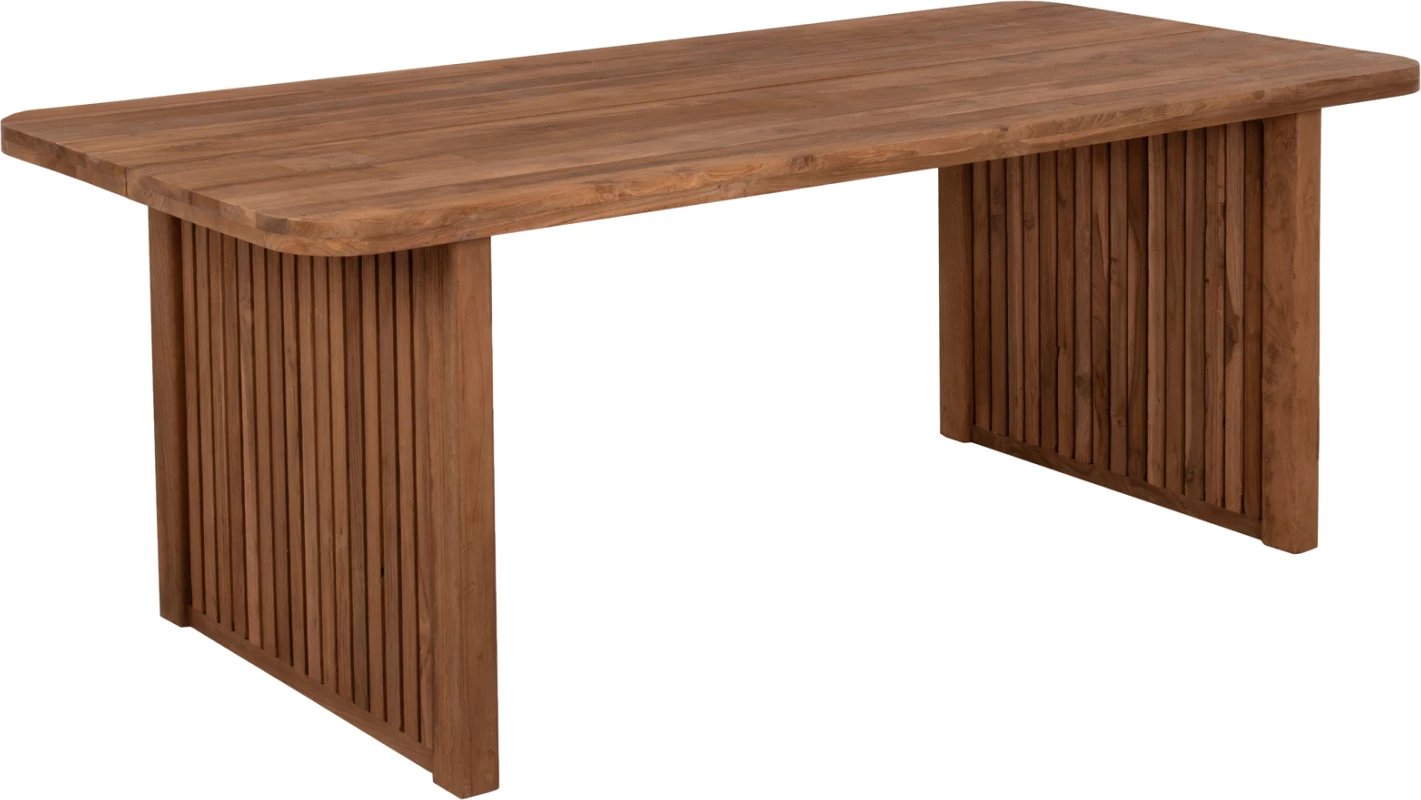 Tavolinë ngrënie Bontang, dru TEAK i ricikluar, ngjyrë natyrale rustike, 200x90x76 cm