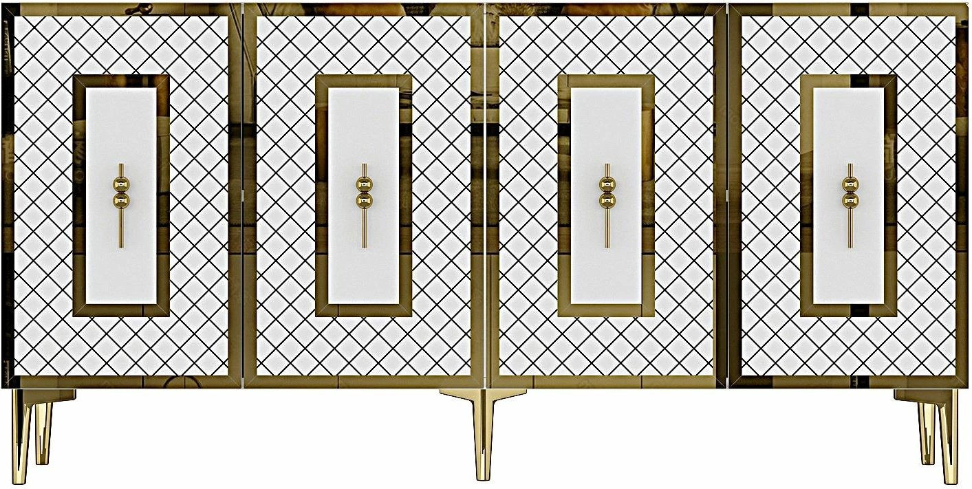 Konsol Skye Decor, Puma 150, ngjyrë lis safir, e bardhë, ari