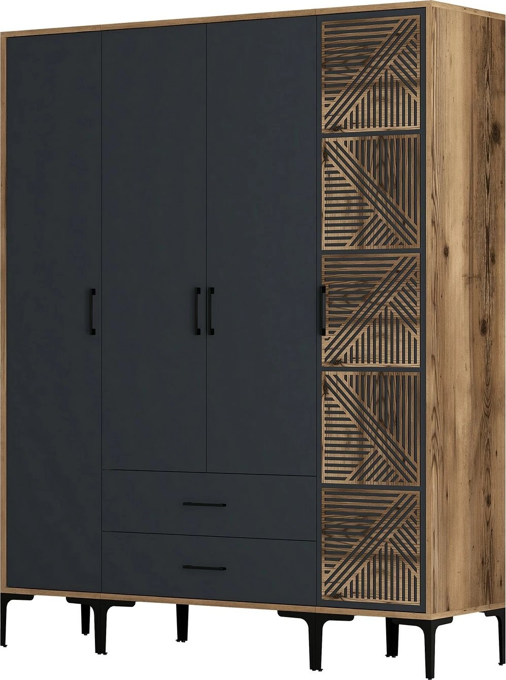 Dollap për dhomë gjumi Skye Decor, ngjyrë arrë dhe antracit, Kumsal STP